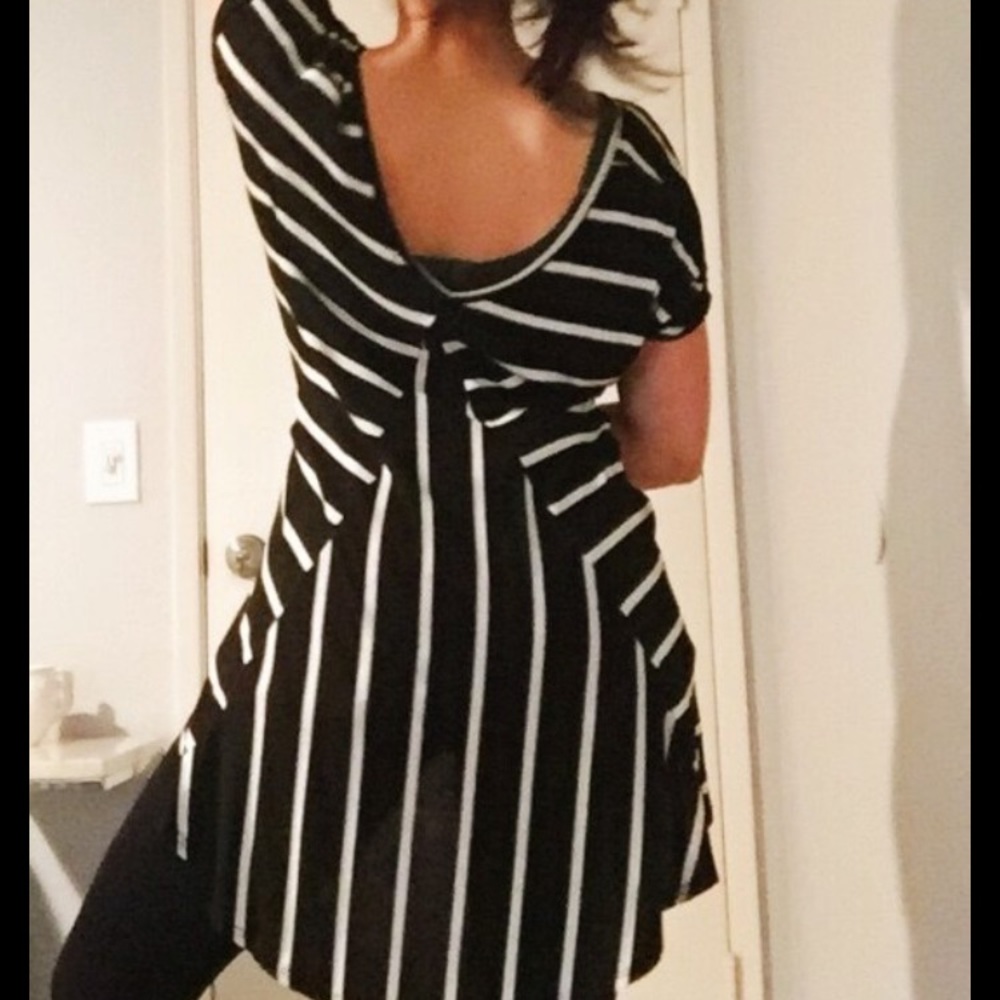 Unique black and white striped shirt